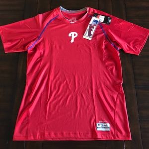 RARE NWT 2012 NIKE DRI-FIT PRO COMBAT PHILADELPHIA PHILLIES FITTED SHIRT SZ L